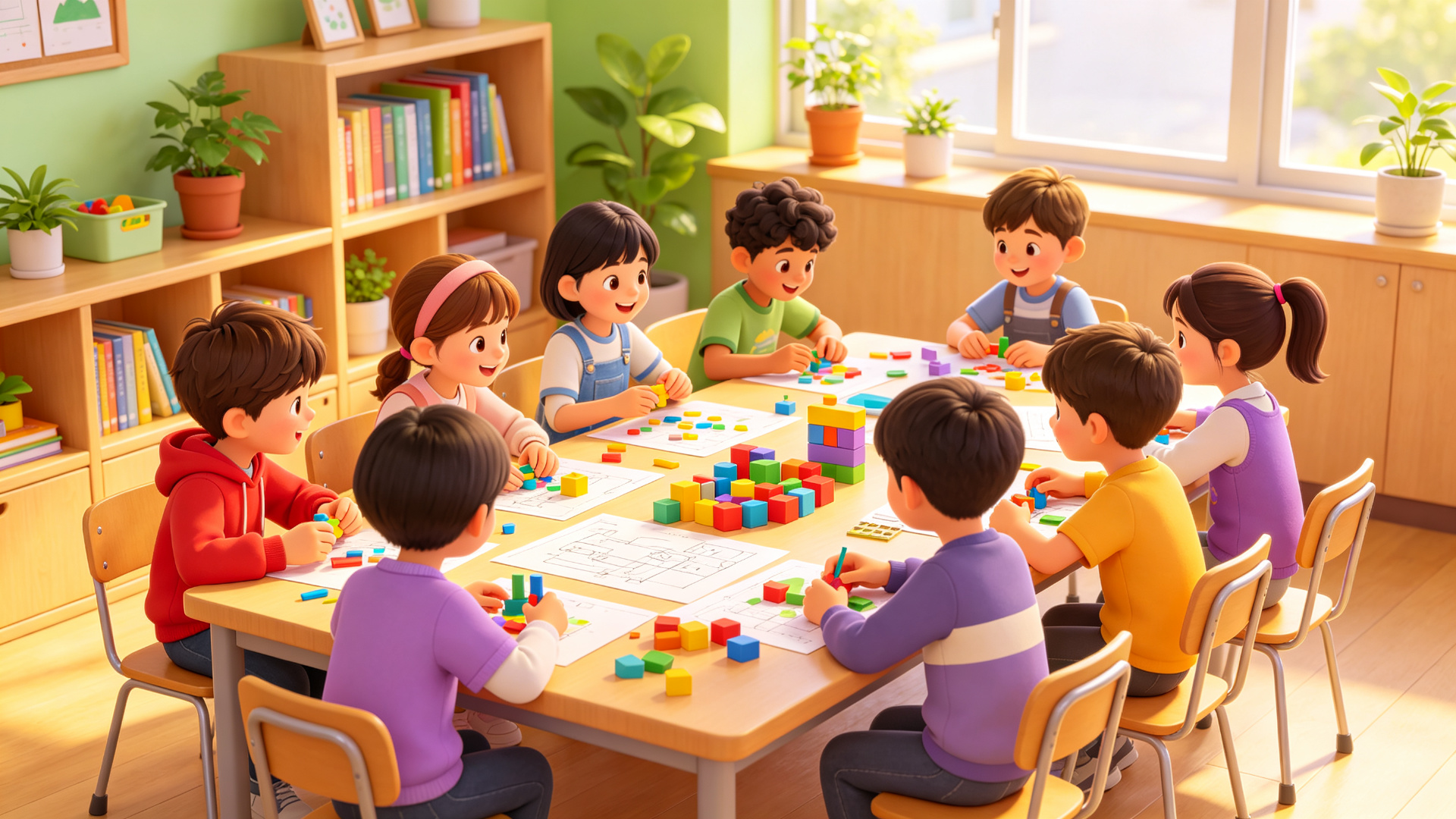 孩子们在 iSkool 共学空间里动手做项目